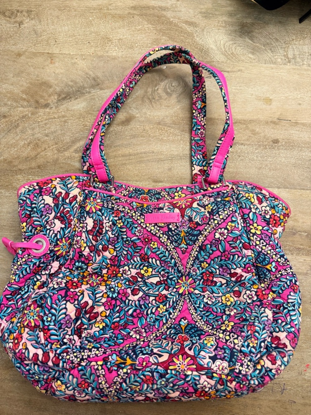 Vera Bradley Pink Floral Quilted Tote with Multicolor Pattern